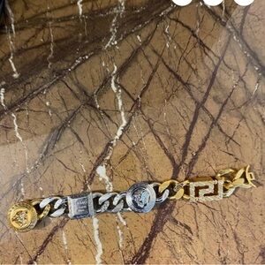 Versace Gold and White Gold Medusa Bracelet